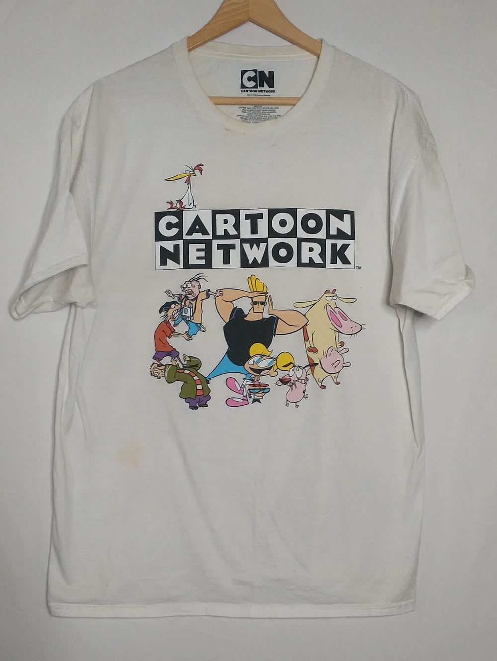 Cartoon Network White Tee with Multicolor Classic Characters Large